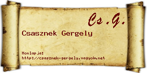 Csasznek Gergely névjegykártya